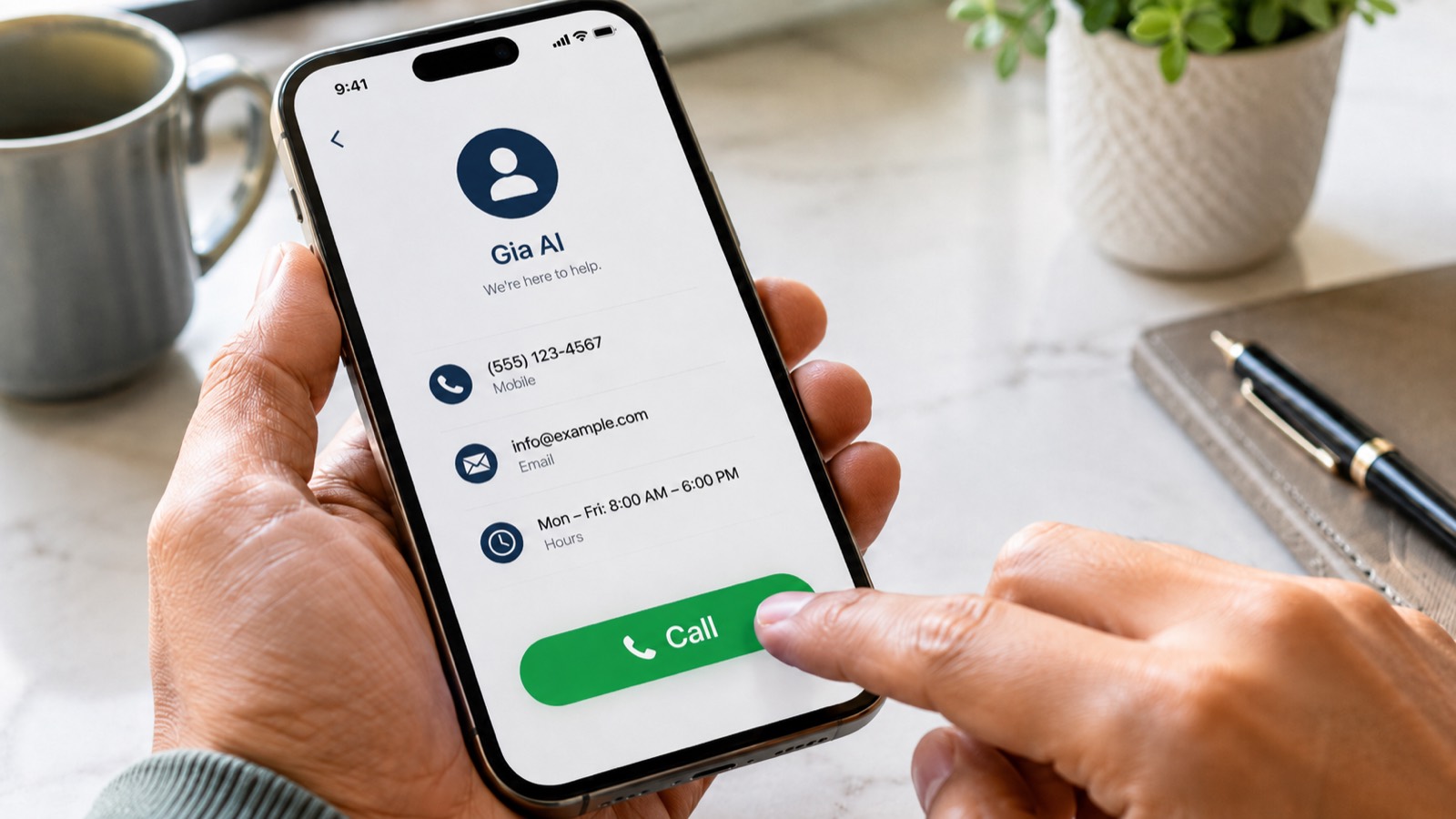 A thumb about to tap call on a phone screen